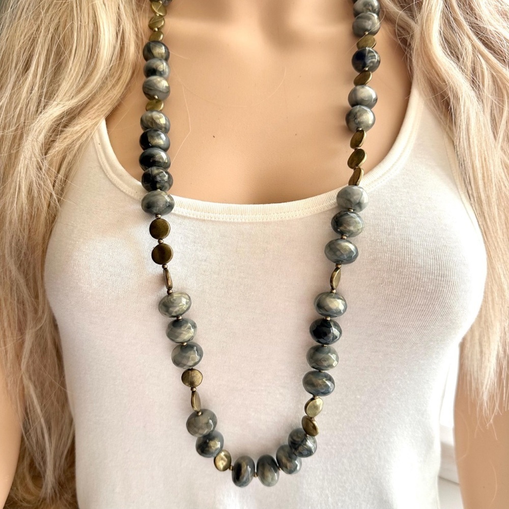 Premier Designs DECADENCE Antique Brass Beaded Long Strand Necklace NWOT #512
